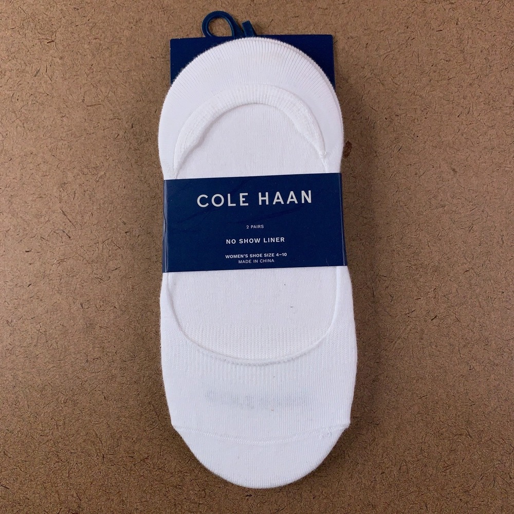 Cole Haan Womens Shoe Size 4-10 White No Show Liner Socks 2 Pair NWT